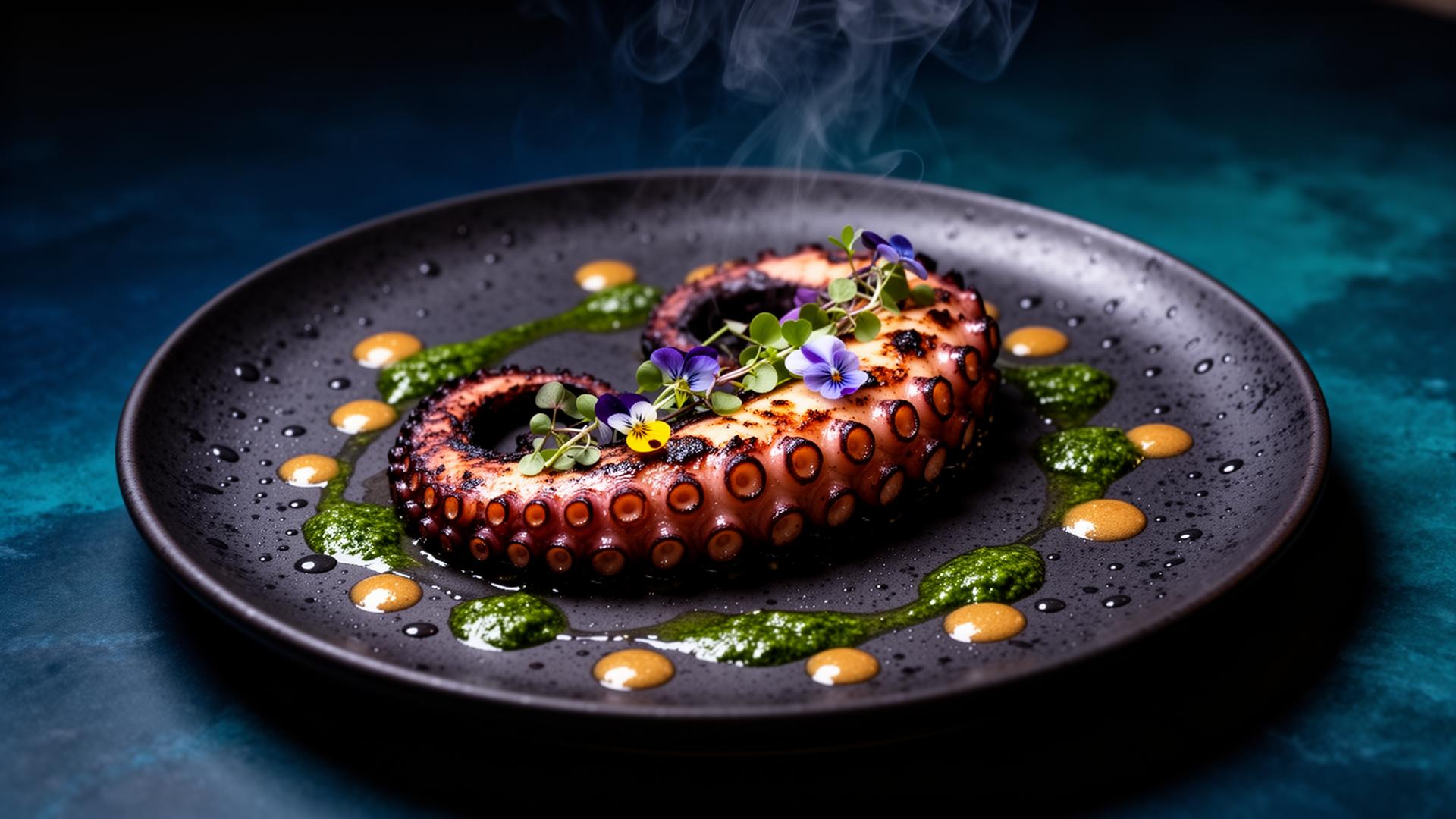 Plat signature de poulpe grillé du restaurant Octopus à Lille